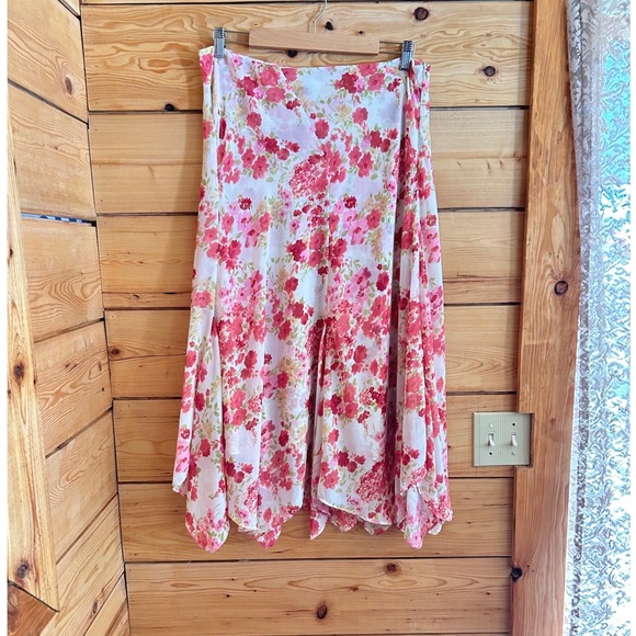 Emma James Dresses & Skirts - Vintage Floral Handkerchief Hem Skirt Womens Size 14 Pink Excellent Emma James